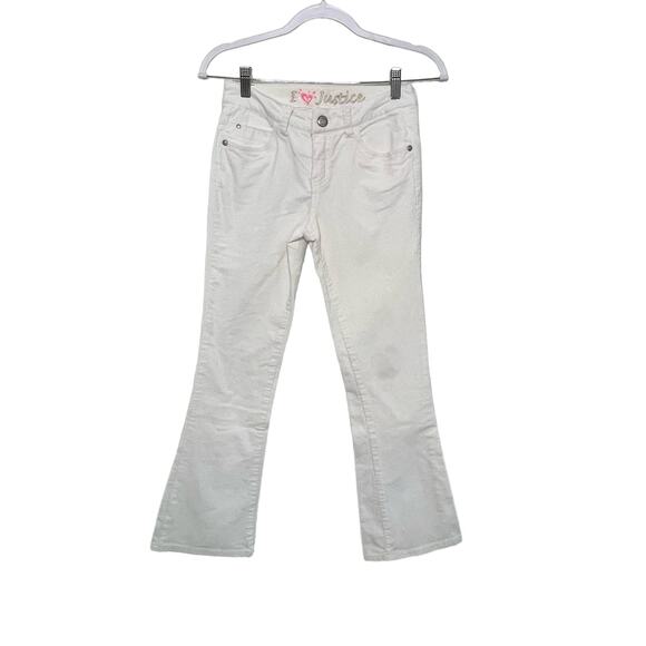 Girl's Justice Bootcut Corduroy  Jeans Low Rise Cotton Blend Stretch White 12 R - Picture 1 of 16